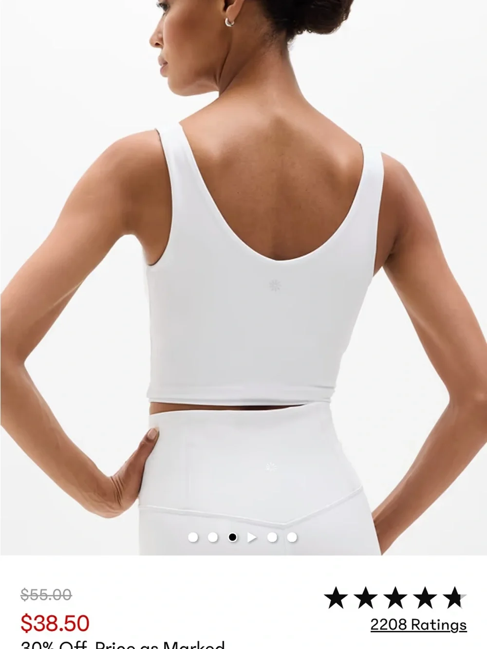 Athleta EUC Women’s White Built in Bar Top - Picture 9 of 9